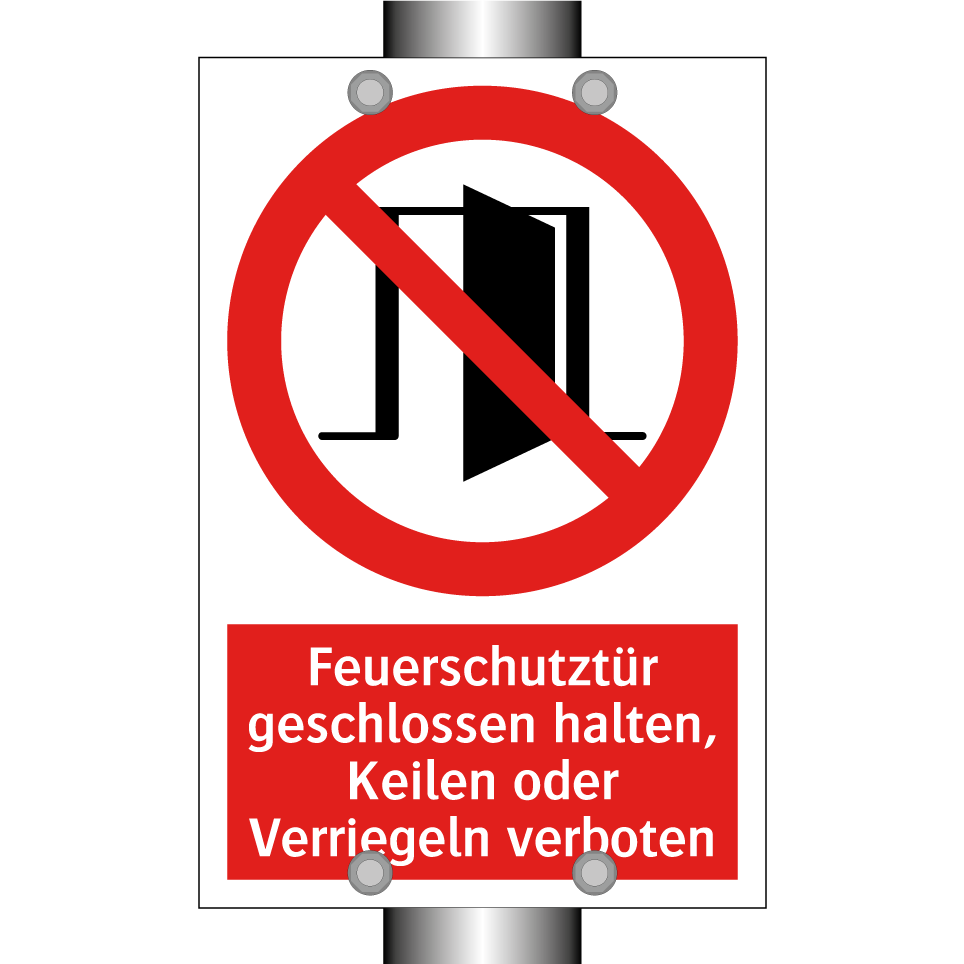 Feuerschutztür geschlossen halten, Keilen oder Verriegeln verboten