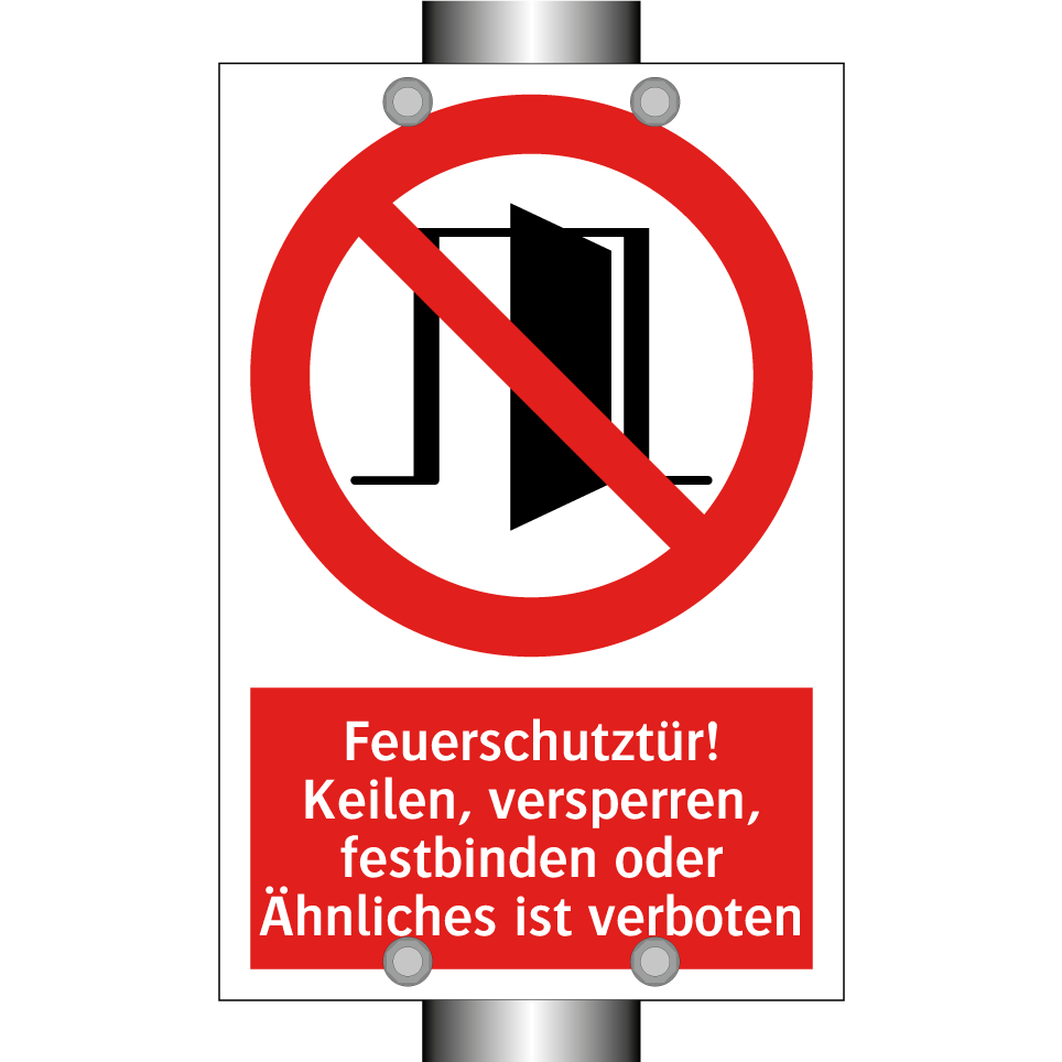 Feuerschutztür! Keilen, versperren, festbinden oder Ähnliches ist verboten