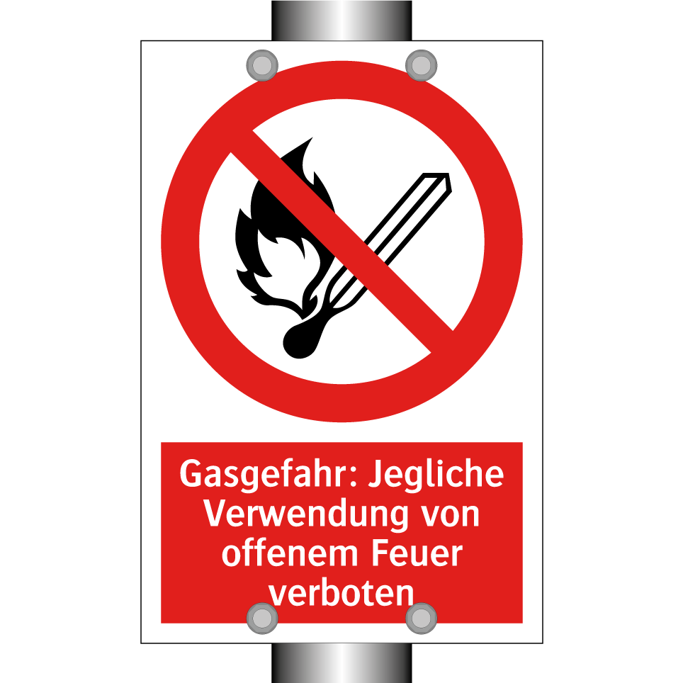 Gasgefahr: Jegliche Verwendung von offenem Feuer verboten