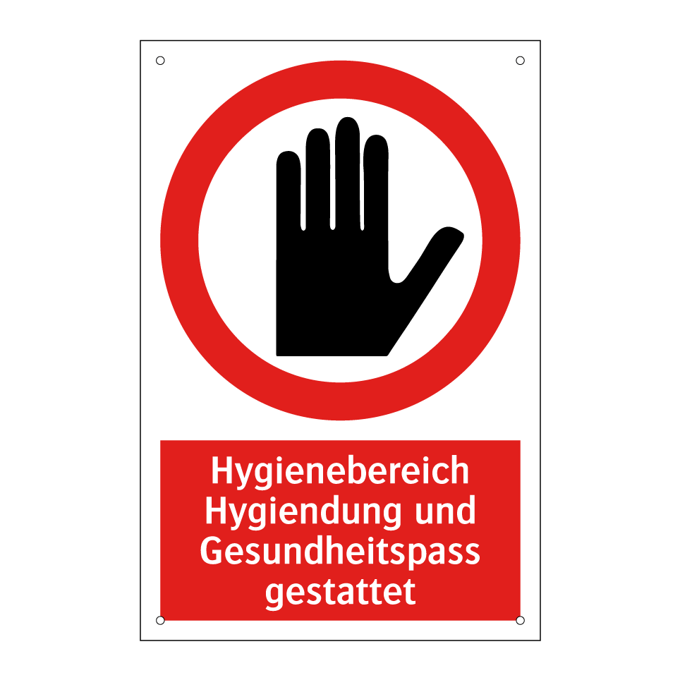 Hygienebereich Hygiendung und Gesundheitspass gestattet