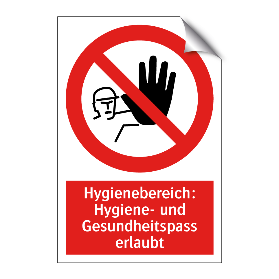 Hygienebereich: Hygiene- und Gesundheitspass erlaubt