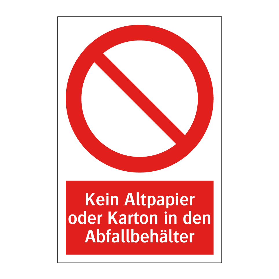 Kein Altpapier oder Karton in den Abfallbehälter