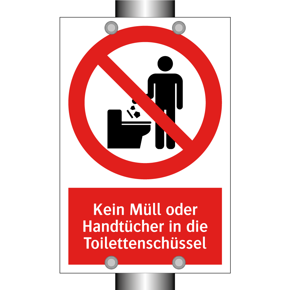 Kein Müll oder Handtücher in die Toilettenschüssel