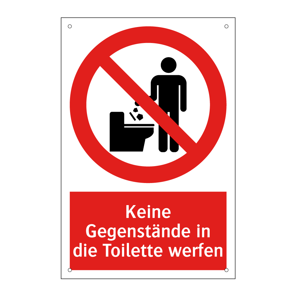 Keine Gegenstände in die Toilette werfen