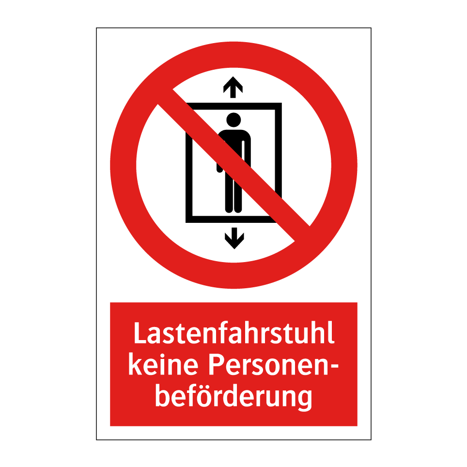 Lastenfahrstuhl keine Personen- beförderung