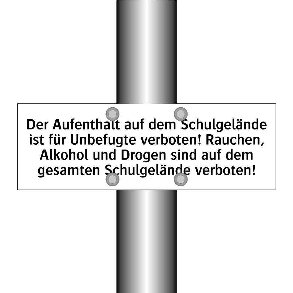Der Aufenthalt auf dem Schulgelände ist für Unbefugte verboten! Rauchen, Alkohol und Drogen sind auf dem gesamten Schulgelände verboten!