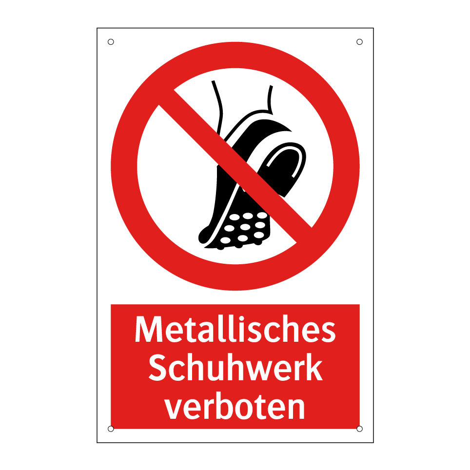 Metallisches Schuhwerk verboten