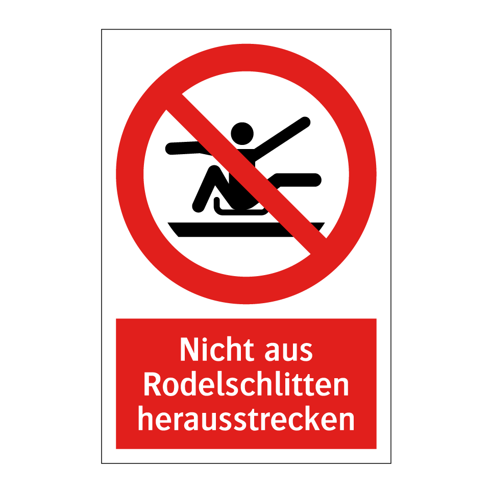 Nicht aus Rodelschlitten herausstrecken