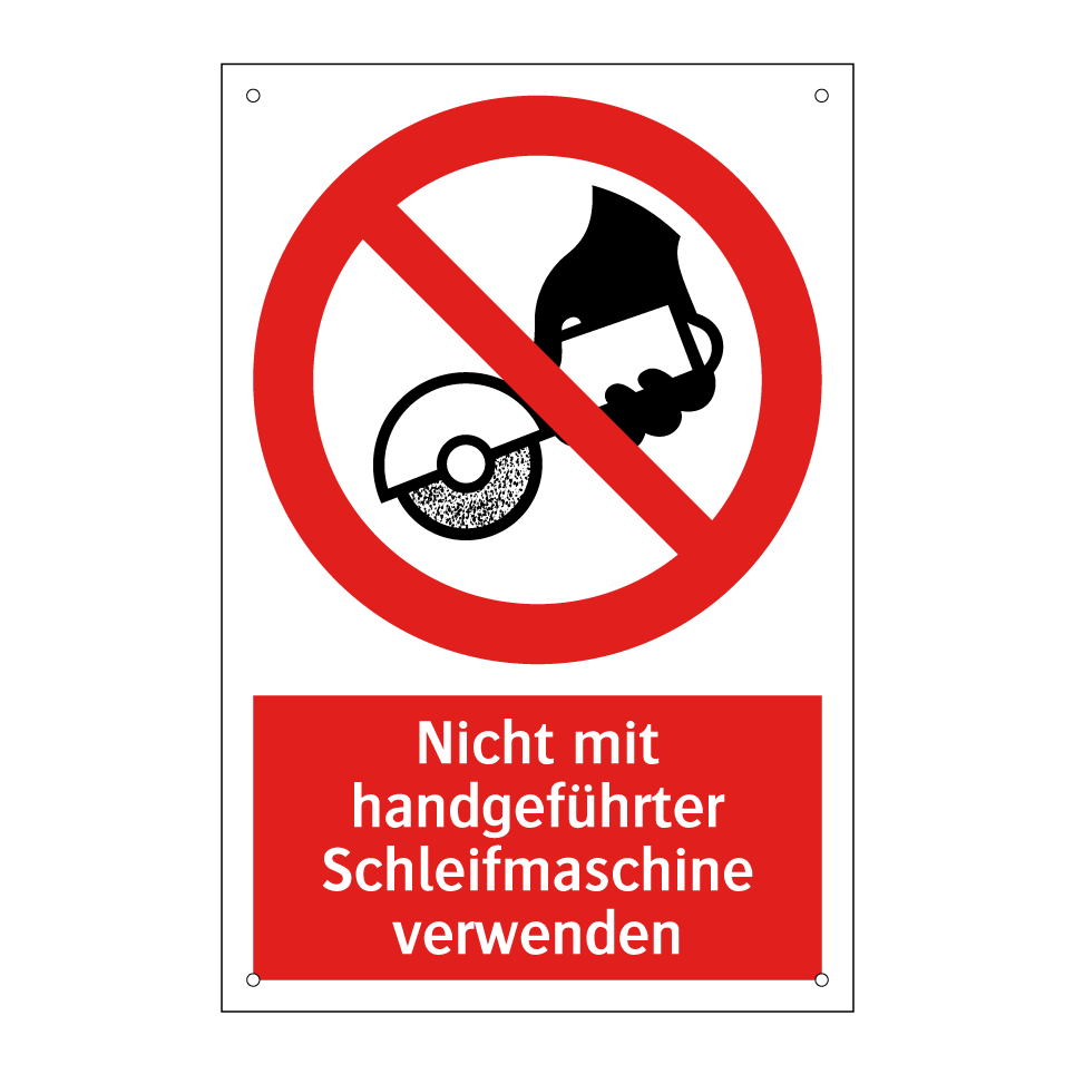 Nicht mit handgeführter Schleifmaschine verwenden