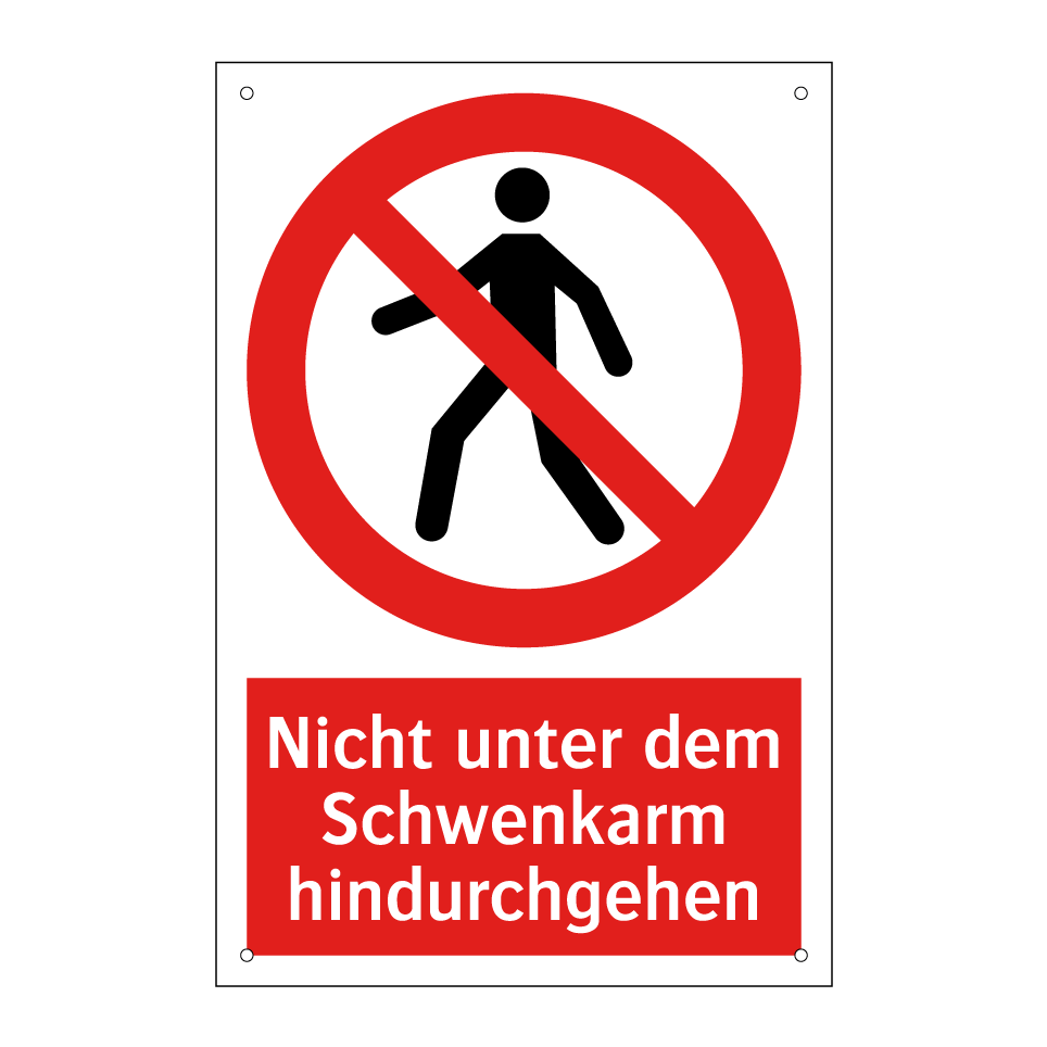 Nicht unter dem Schwenkarm hindurchgehen