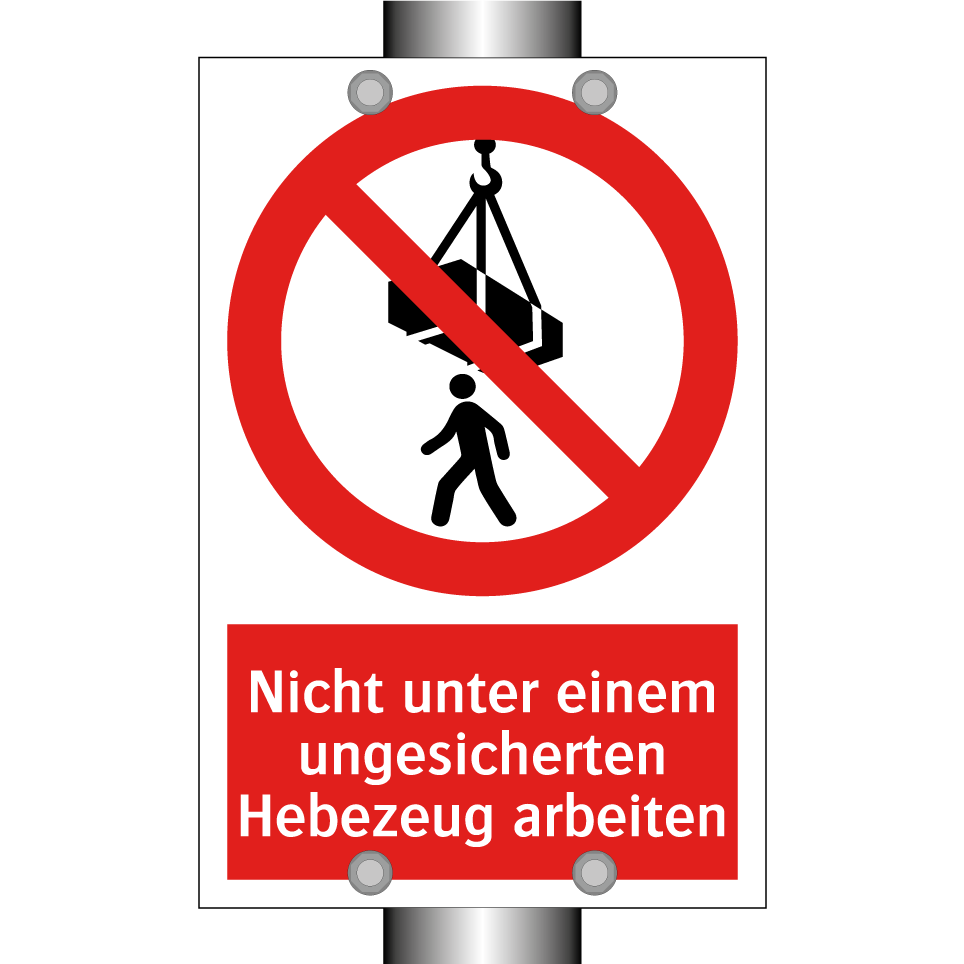 Nicht unter einem ungesicherten Hebezeug arbeiten