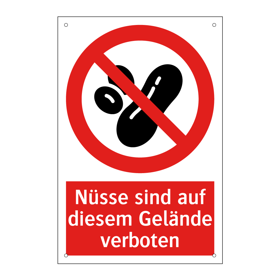 Nüsse sind auf diesem Gelände verboten