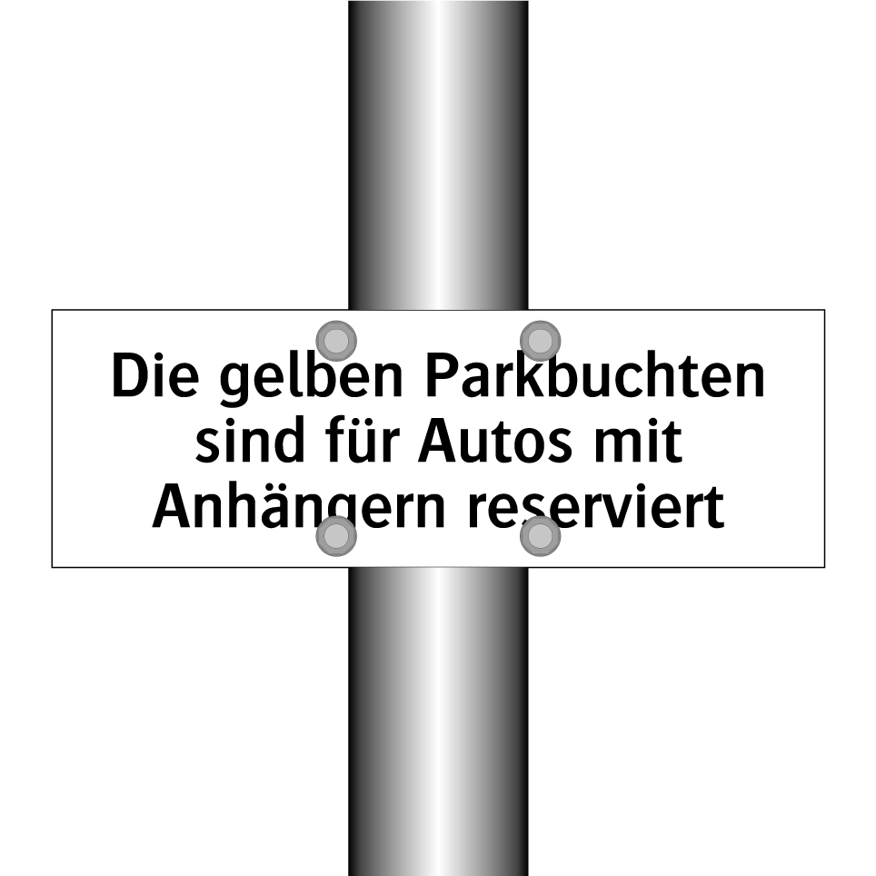 Die gelben Parkbuchten sind für Autos mit Anhängern reserviert