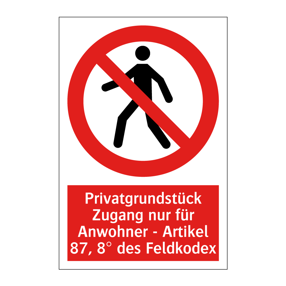 Privatgrundstück Zugang nur für Anwohner - Artikel 87, 8° des Feldkodex