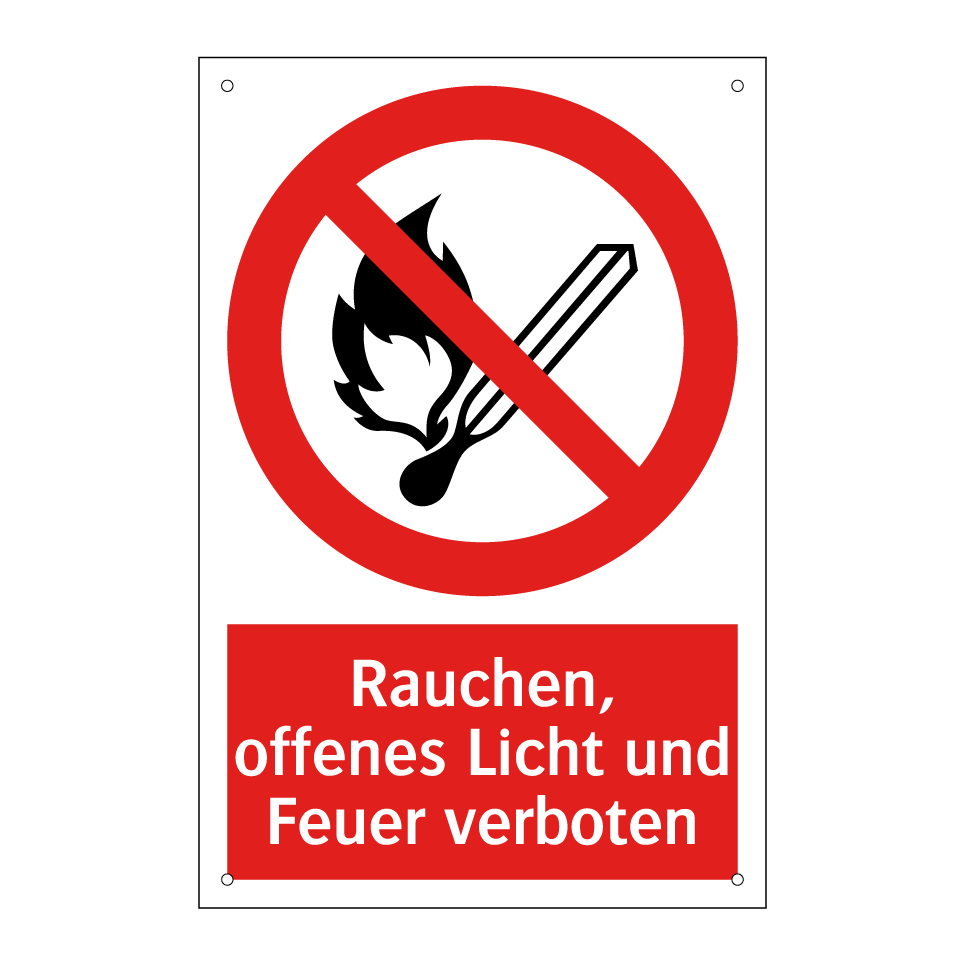 Rauchen, offenes Licht und Feuer verboten