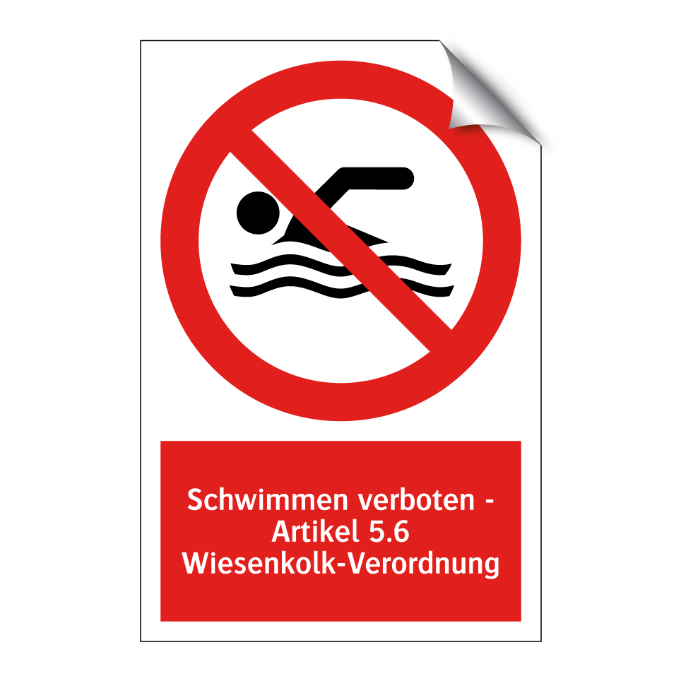 Schwimmen verboten - Artikel 5.6 Wiesenkolk-Verordnung