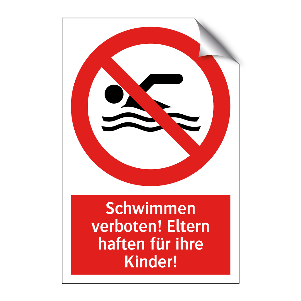 Schwimmen verboten! Eltern haften für ihre Kinder!