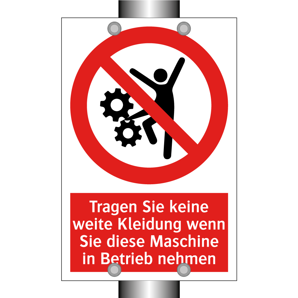 Tragen Sie keine weite Kleidung wenn Sie diese Maschine in Betrieb nehmen