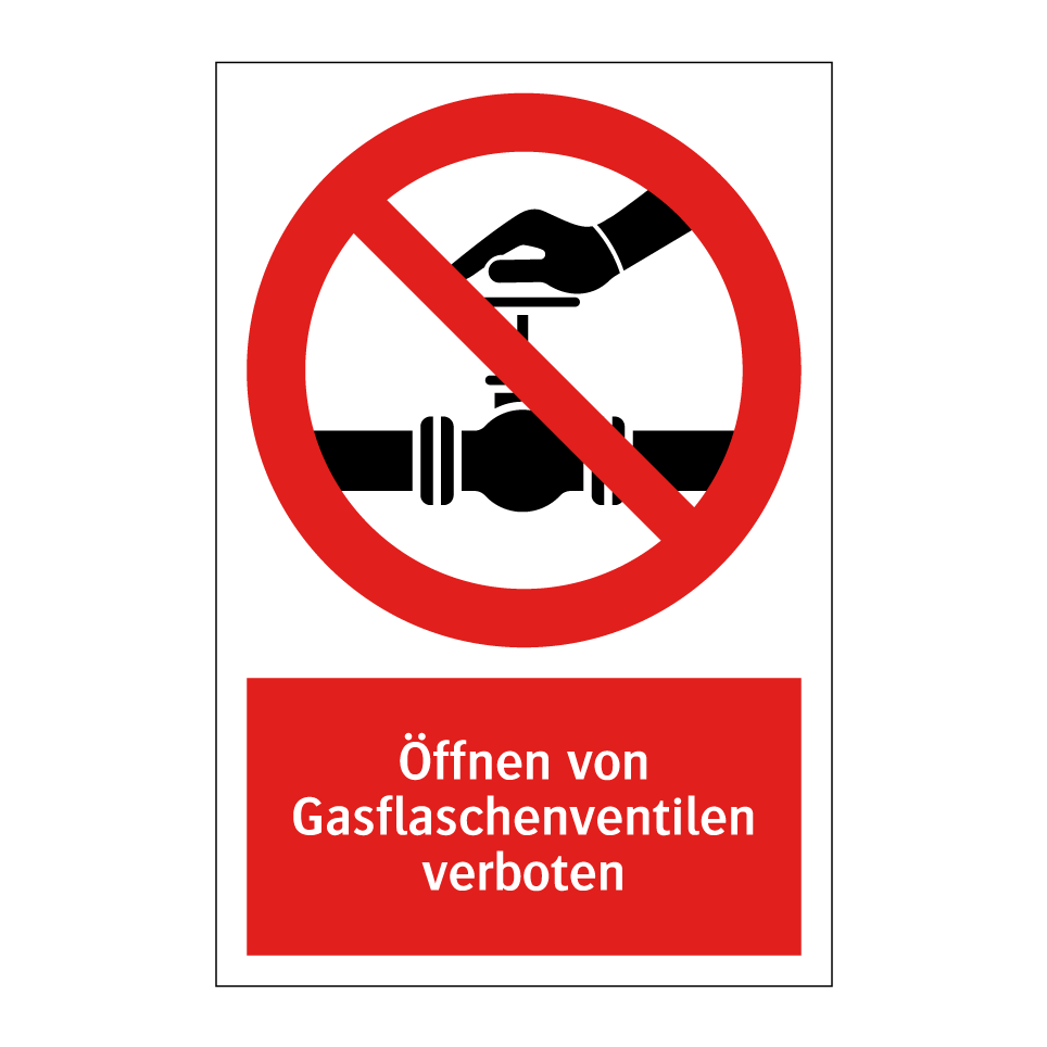Öffnen von Gasflaschenventilen verboten