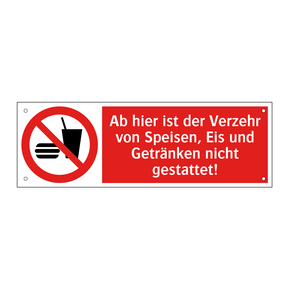 Ab hier ist der Verzehr von Speisen, Eis und Getränken nicht gestattet!