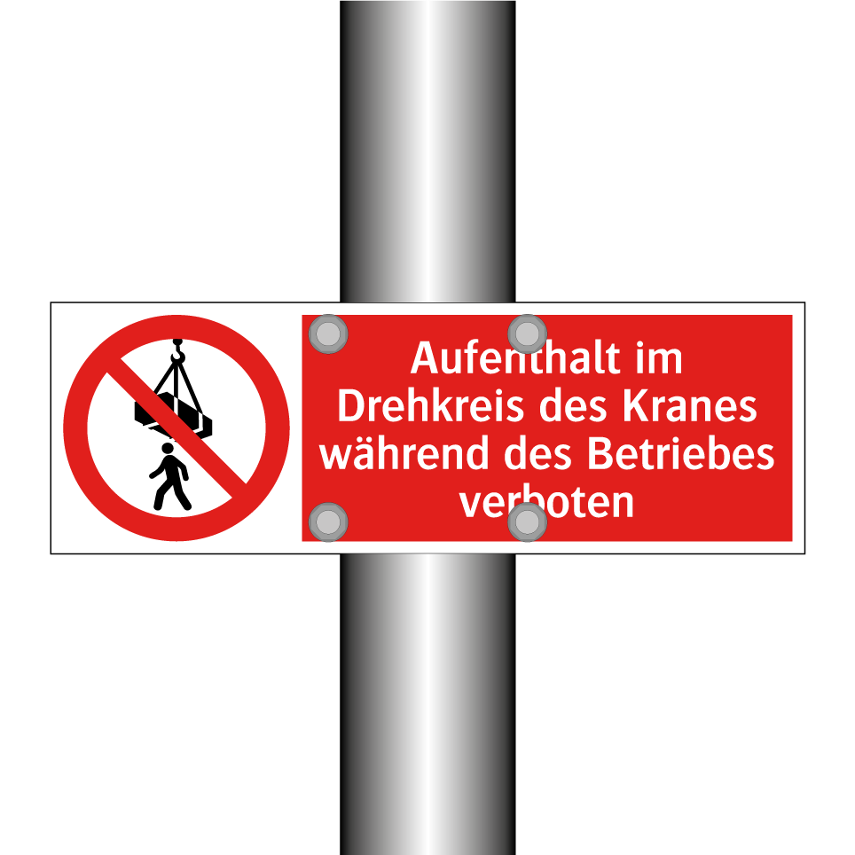 Aufenthalt im Drehkreis des Kranes während des Betriebes verboten