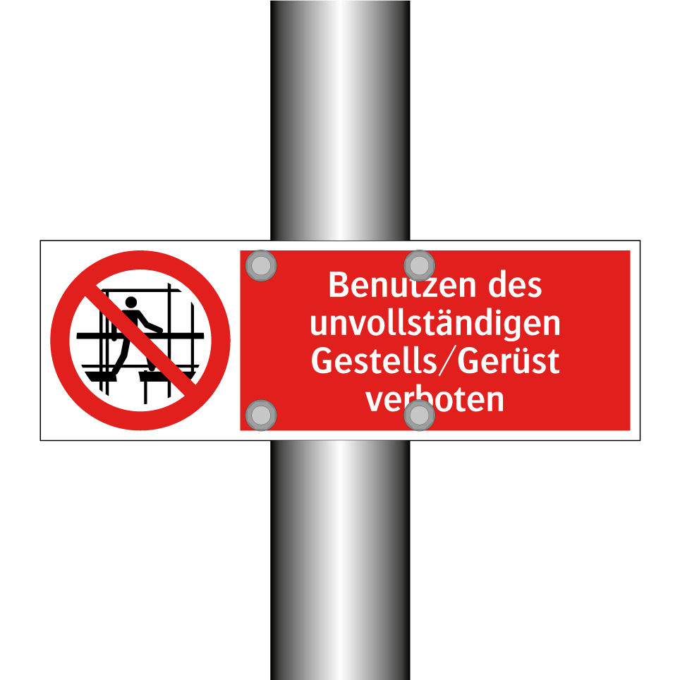Benutzen des unvollständigen Gestells/Gerüst verboten