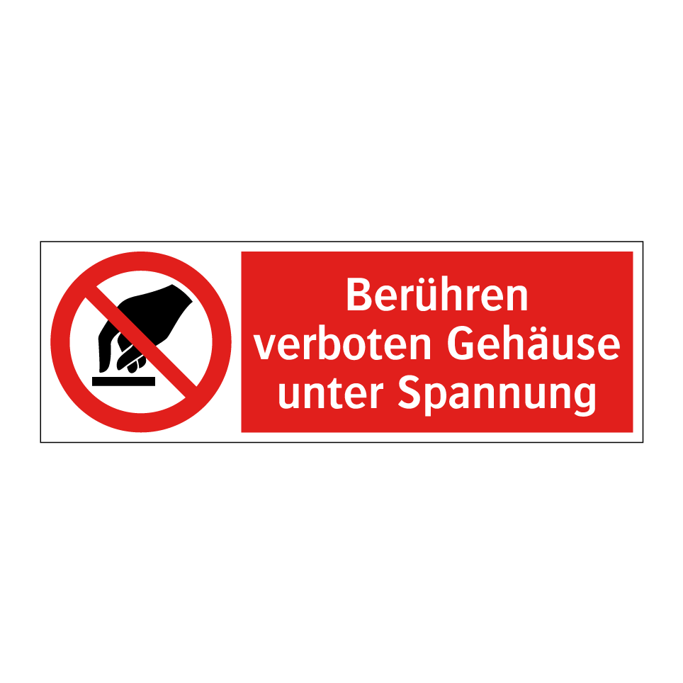 Berühren verboten Gehäuse unter Spannung