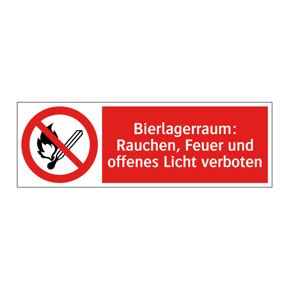 Bierlagerraum: Rauchen, Feuer und offenes Licht verboten