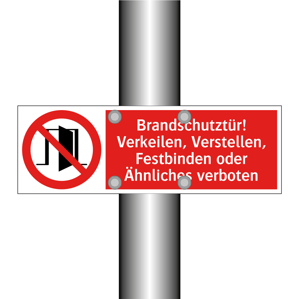 Brandschutztür! Verkeilen, Verstellen, Festbinden oder Ähnliches verboten