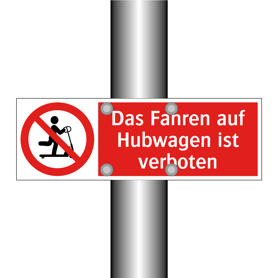 Das Fahren auf Hubwagen ist verboten