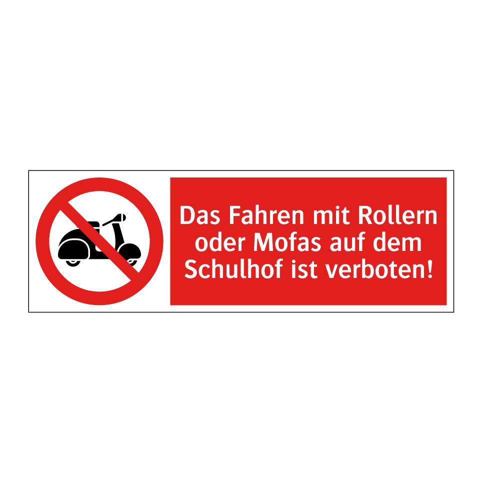 Das Fahren mit Rollern oder Mofas auf dem Schulhof ist verboten!