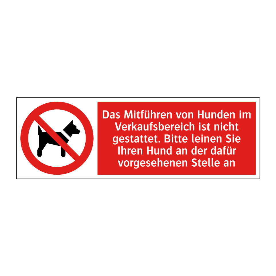 Das Mitführen von Hunden im Verkaufsbereich ist nicht gestattet. Bitte leinen Sie Ihren Hund an der dafür vorgesehenen Stelle an