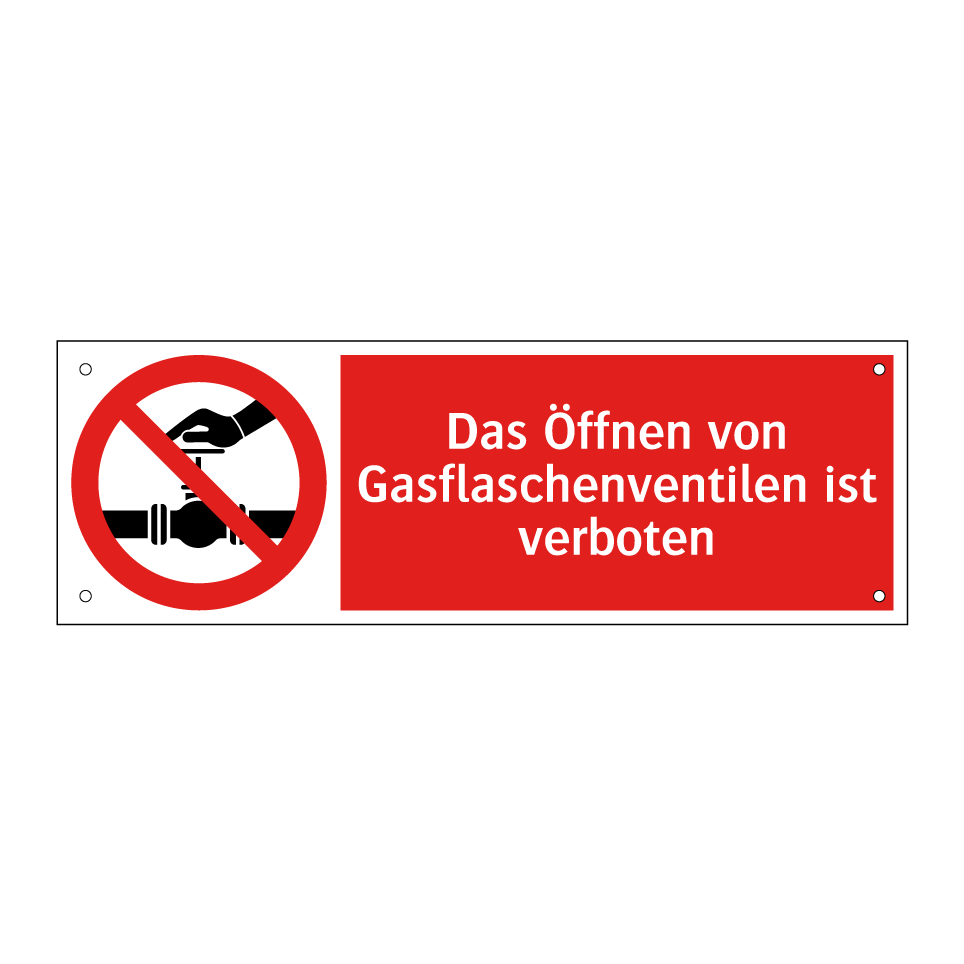 Das Öffnen von Gasflaschenventilen ist verboten