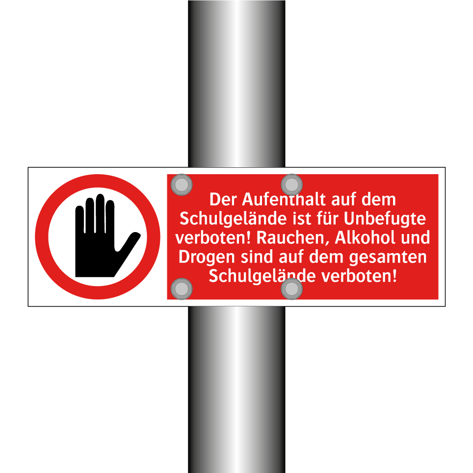 Der Aufenthalt auf dem Schulgelände ist für Unbefugte verboten! Rauchen, Alkohol und Drogen sind auf dem gesamten Schulgelände verboten!
