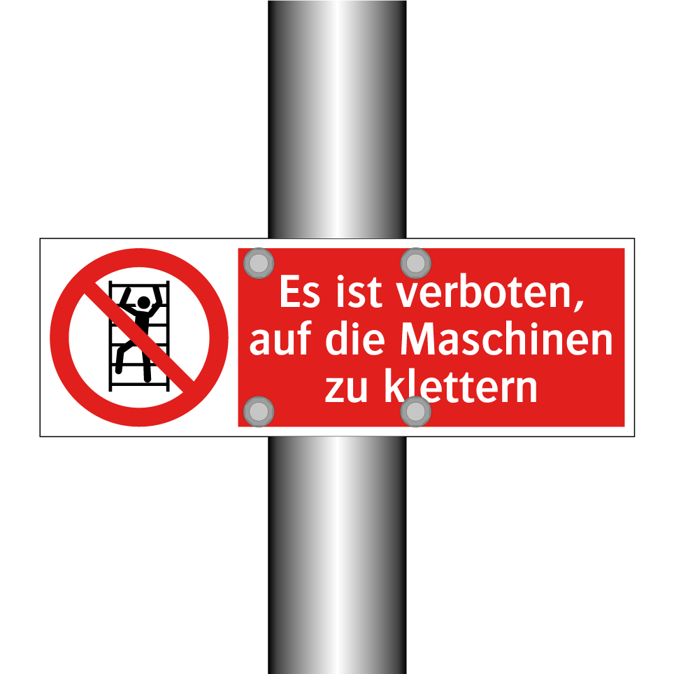 Es ist verboten, auf die Maschinen zu klettern