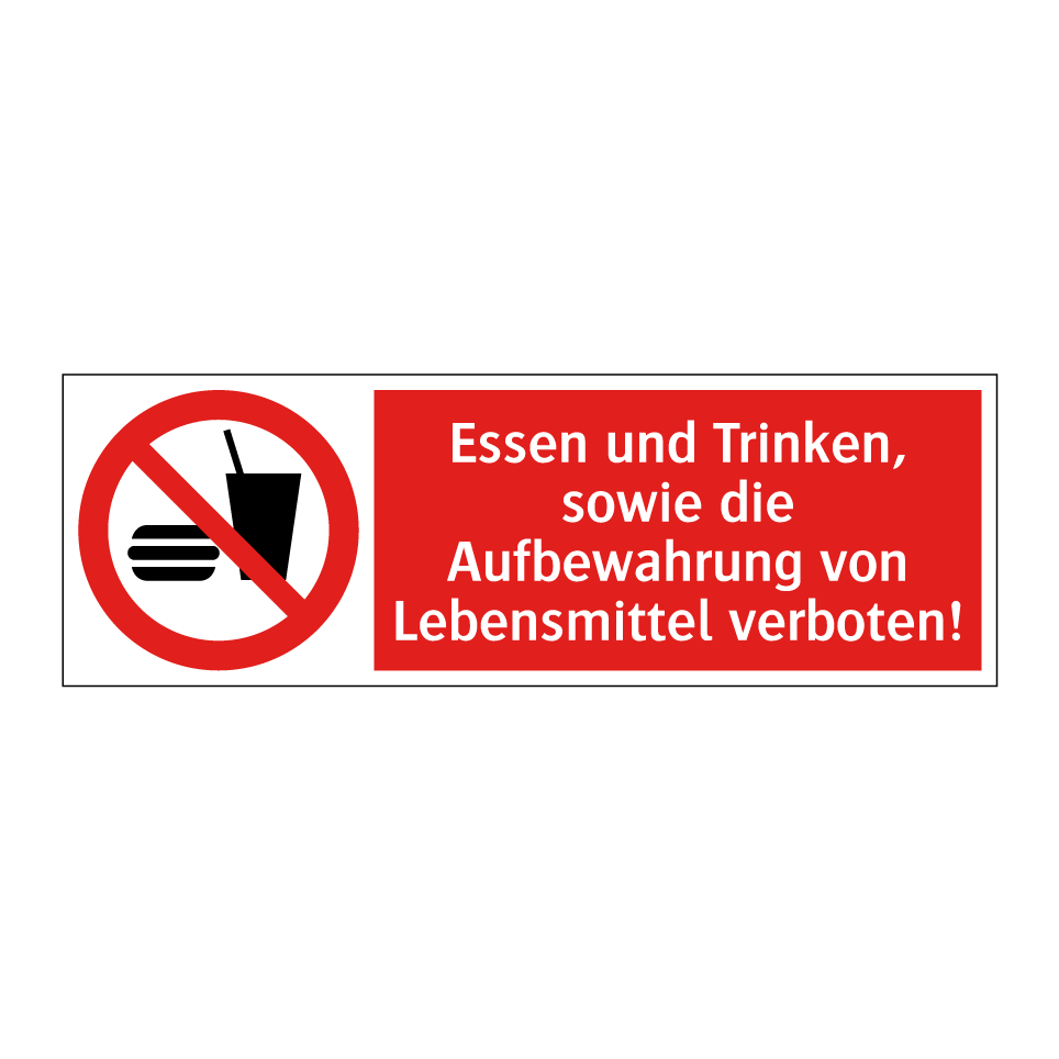 Essen und Trinken, sowie die Aufbewahrung von Lebensmittel verboten!