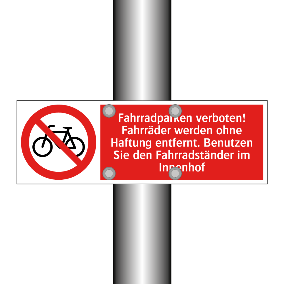 Fahrradparken verboten! Fahrräder werden ohne Haftung entfernt. Benutzen Sie den Fahrradständer im Innenhof