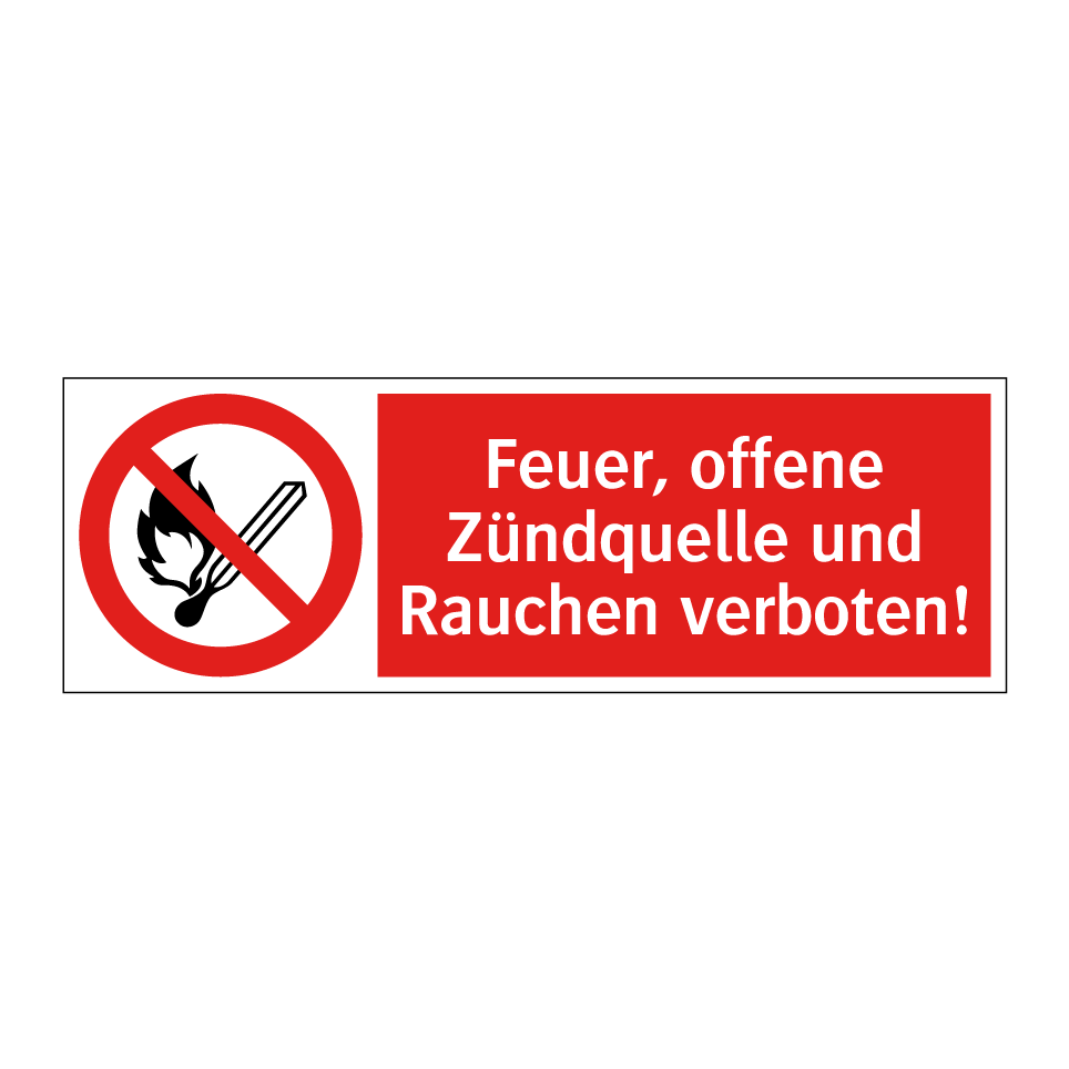 Feuer, offene Zündquelle und Rauchen verboten!