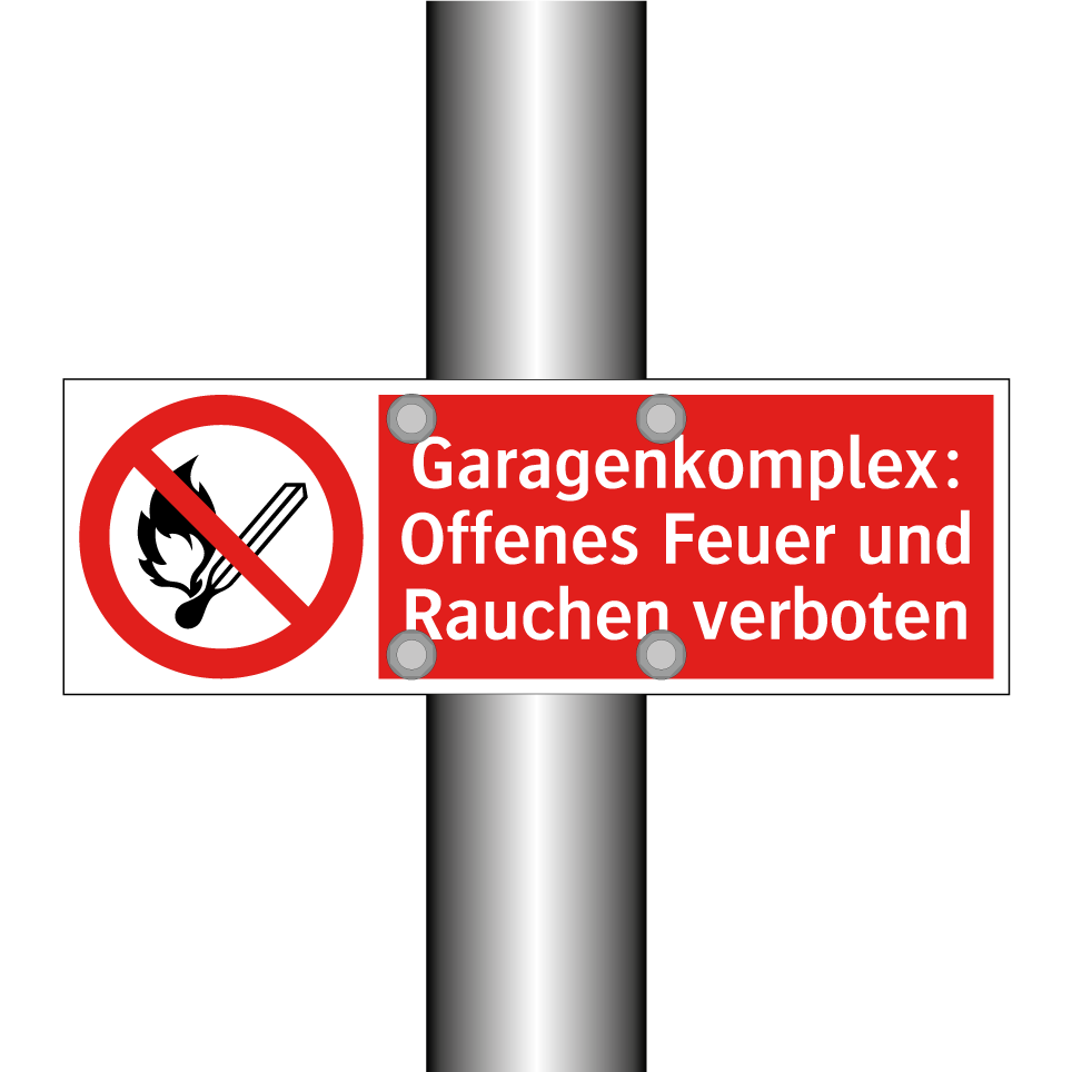 Garagenkomplex: Offenes Feuer und Rauchen verboten