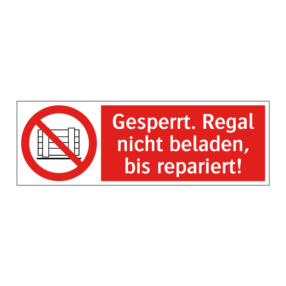 Gesperrt. Regal nicht beladen, bis repariert!