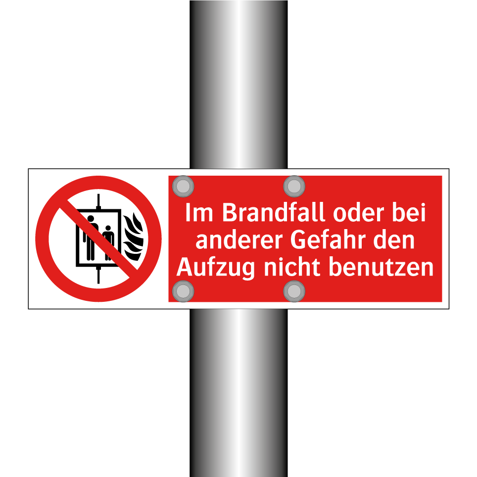 Im Brandfall oder bei anderer Gefahr den Aufzug nicht benutzen