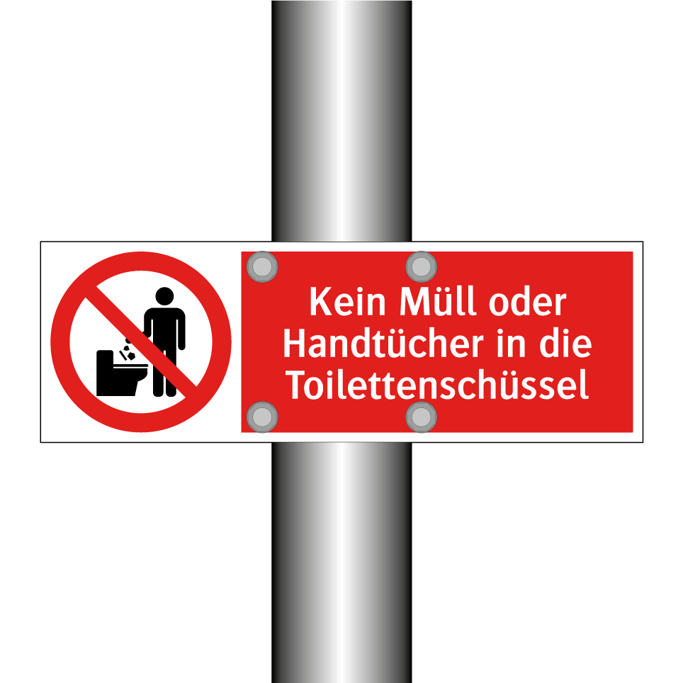 Kein Müll oder Handtücher in die Toilettenschüssel