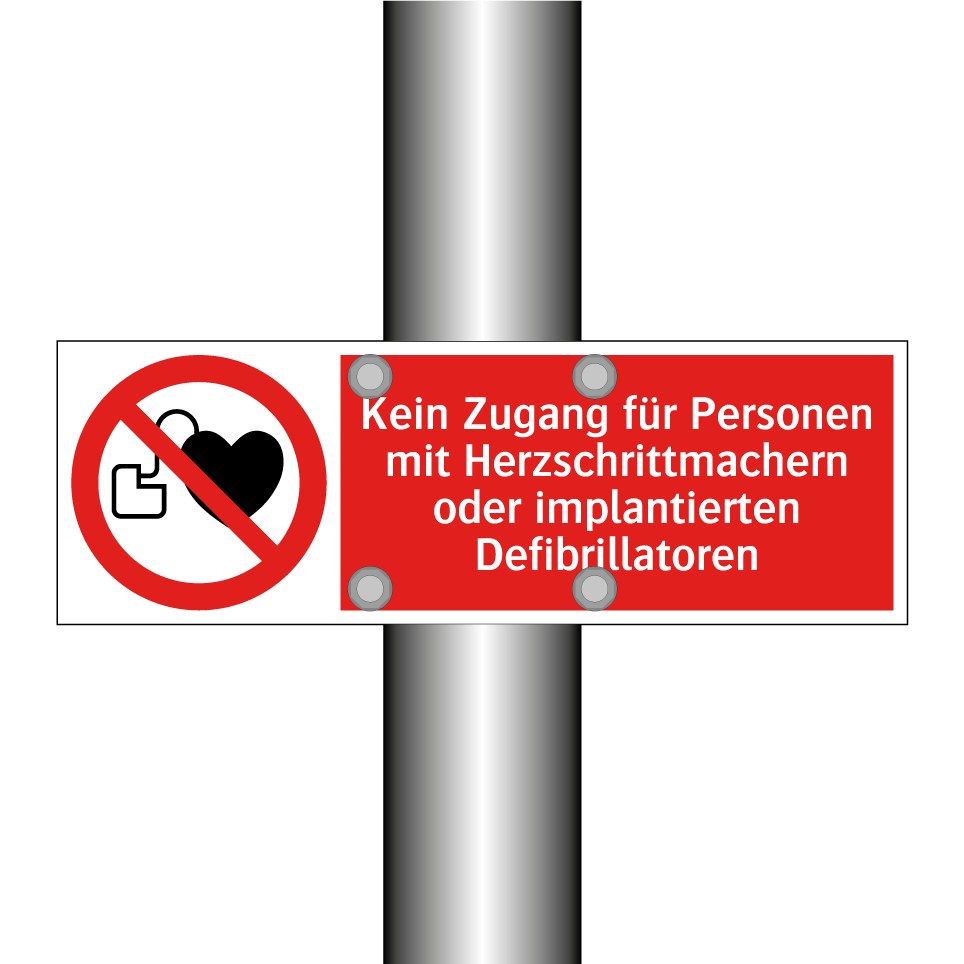 Kein Zugang für Personen mit Herzschrittmachern oder implantierten Defibrillatoren