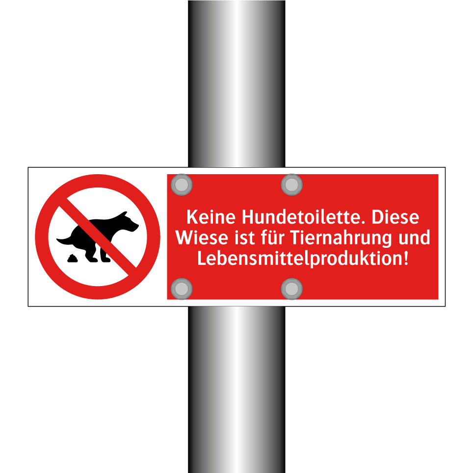 Keine Hundetoilette. Diese Wiese ist für Tiernahrung und Lebensmittelproduktion!
