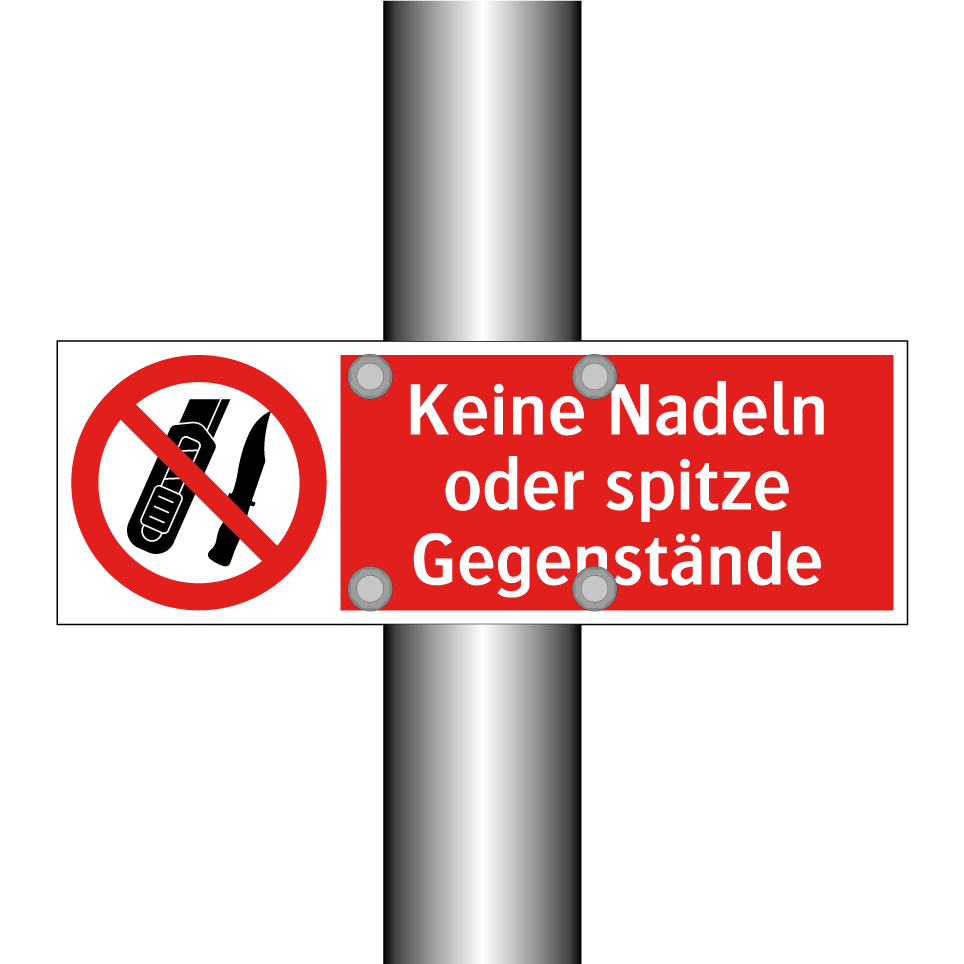 Keine Nadeln oder spitze Gegenstände