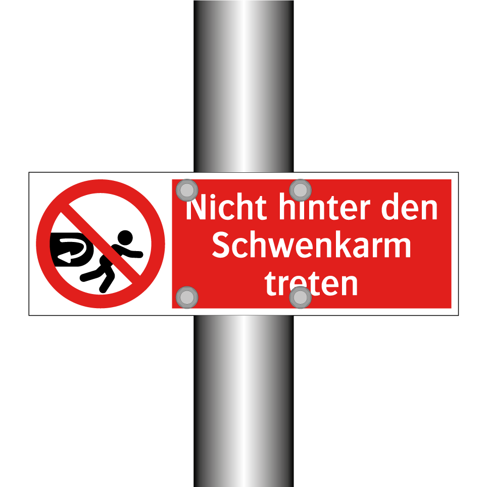 Nicht hinter den Schwenkarm treten