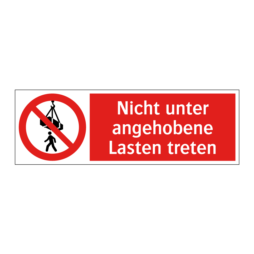 Nicht unter angehobene Lasten treten