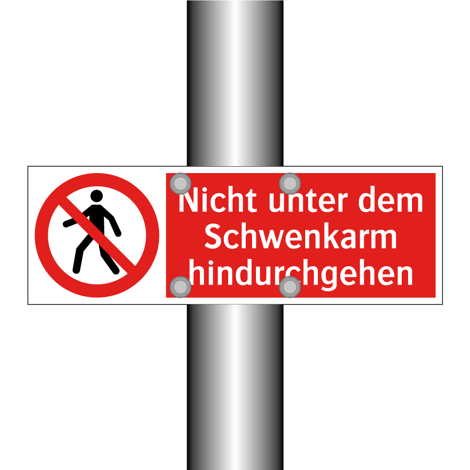 Nicht unter dem Schwenkarm hindurchgehen