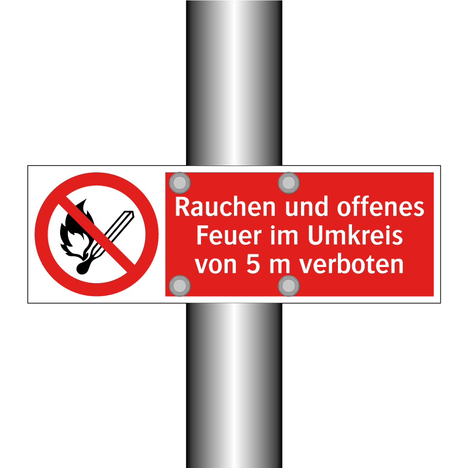 Rauchen und offenes Feuer im Umkreis von 5 m verboten