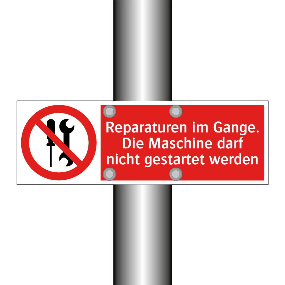 Reparaturen im Gange. Die Maschine darf nicht gestartet werden